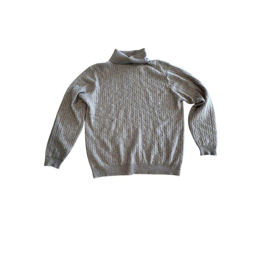Vintage Castlerig 100% Cashmere Turtleneck Sweater Womens XL Oat Ribbed